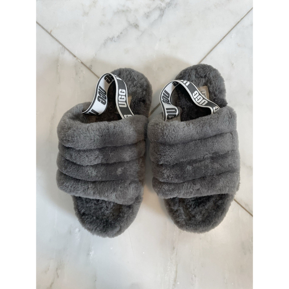 UGG Australia Fluff Yeah Women's Slide Slipper, Size 6 - Charcoal - Picture 3 of 8